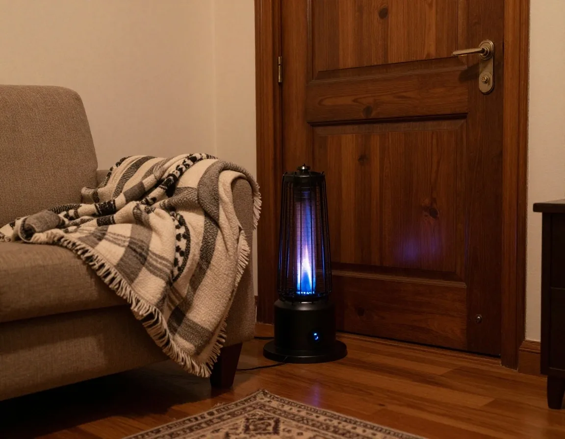 Estufa a gas en living en invierno